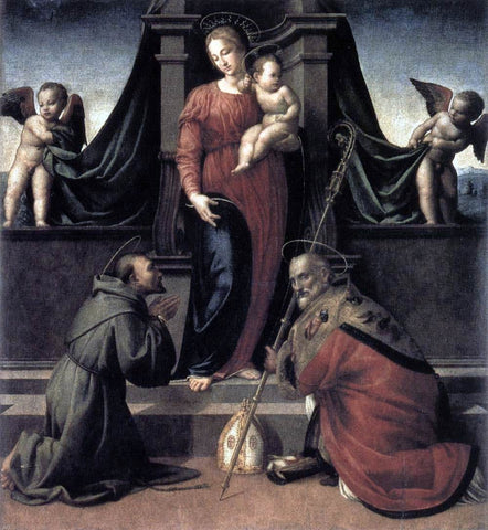  Francesco Granacci Virgin and Child with Sts Francis and Zenobius - Hand Painted Oil Painting