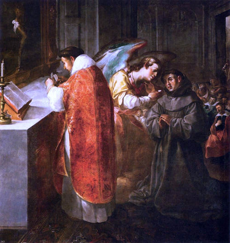  The Elder Francisco De  Herrera St Bonaventura Receiving the Host from the Hands of an Angel - Hand Painted Oil Painting