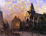  Frank Myers Boggs Scene of a Street in front of the Church of Saint-Medard, Paris - Hand Painted Oil Painting