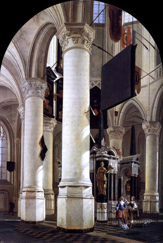  Gerard Houckgeest Interior of the Nieuwe Kerk, Delft, with the Tomb of William the Silent - Hand Painted Oil Painting