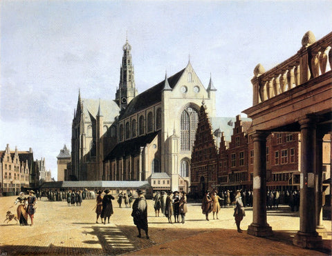  Gerrit Adriaensz Berckheyde The Marketplace and Church at Haarlem - Hand Painted Oil Painting