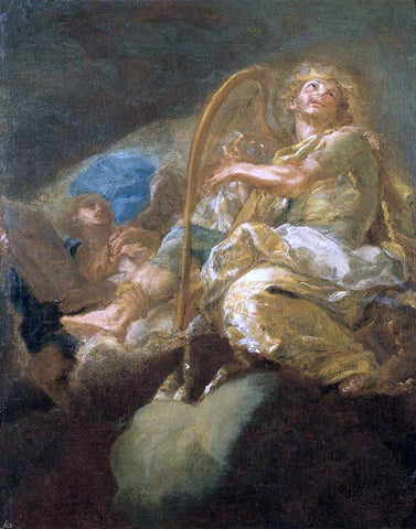  Giacomo Del Po King David Playing the Harp - Hand Painted Oil Painting