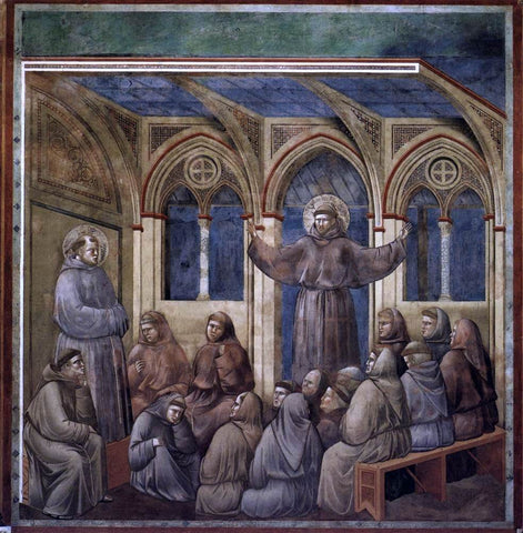  Giotto Di Bondone Legend of St Francis: 18. Apparition at Arles (Upper Church, San Francesco, Assisi) - Hand Painted Oil Painting