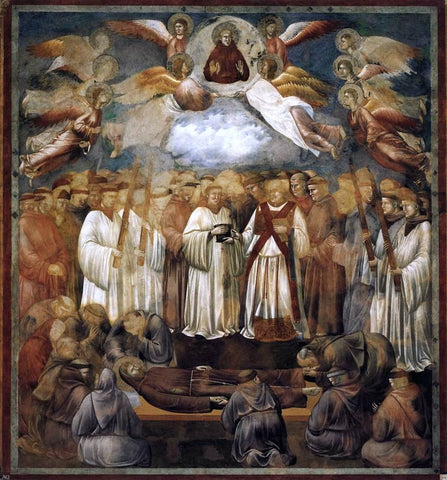  Giotto Di Bondone Legend of St Francis: 20. Death and Ascension of St Francis (Upper Church, San Francesco, Assisi) - Hand Painted Oil Painting