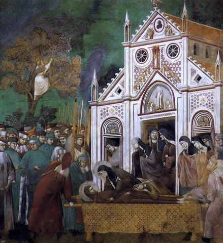 Giotto Di Bondone Legend of St Francis: 23. St. Francis Mourned by St. Clare (Upper Church, San Francesco, Assisi) - Hand Painted Oil Painting