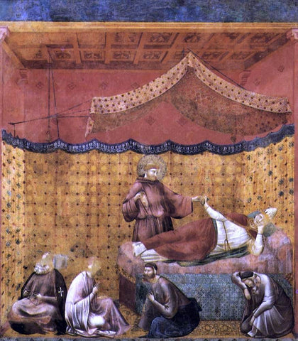  Giotto Di Bondone Legend of St Francis: 25. Dream of St Gregory (Upper Church, San Francesco, Assisi) - Hand Painted Oil Painting
