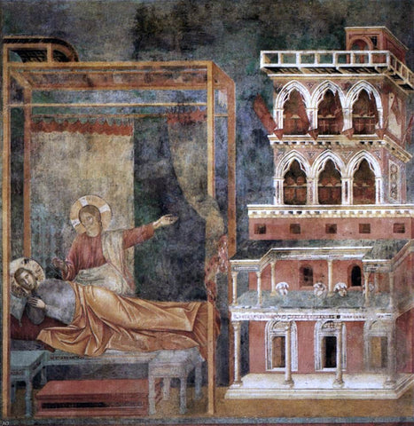  Giotto Di Bondone Legend of St Francis: 3. Dream of the Palace (Upper Church, San Francesco, Assisi) - Hand Painted Oil Painting