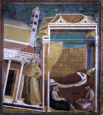  Giotto Di Bondone Legend of St Francis: 6. Dream of Innocent III (Upper Church, San Francesco, Assisi) - Hand Painted Oil Painting