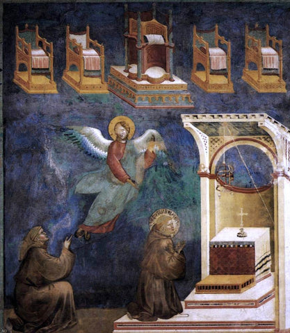  Giotto Di Bondone Legend of St Francis: 9. Vision of the Thrones (Upper Church, San Francesco, Assisi) - Hand Painted Oil Painting
