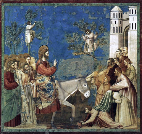  Giotto Di Bondone Scenes from the Life of Christ: 10. Entry into Jerusalem (Cappella Scrovegni (Arena Chapel), Padua) - Hand Painted Oil Painting