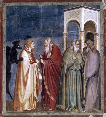  Giotto Di Bondone Scenes from the Life of Christ: 12. Judas' Betrayal (Cappella Scrovegni (Arena Chapel), Padua) - Hand Painted Oil Painting