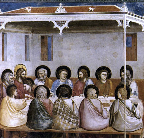  Giotto Di Bondone Scenes from the Life of Christ: 13. Last Supper (Cappella Scrovegni (Arena Chapel), Padua) - Hand Painted Oil Painting