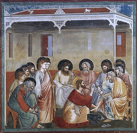  Giotto Di Bondone Scenes from the Life of Christ: 14. Washing of Feet (Cappella Scrovegni (Arena Chapel), Padua) - Hand Painted Oil Painting