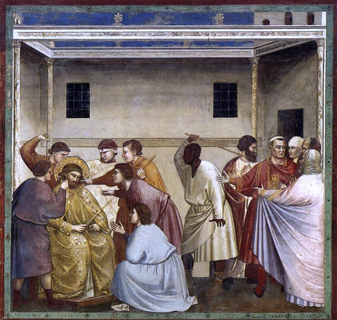  Giotto Di Bondone Scenes from the Life of Christ: 17. Flagellation (Cappella Scrovegni (Arena Chapel), Padua) - Hand Painted Oil Painting