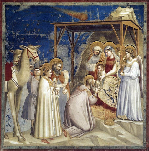  Giotto Di Bondone Scenes from the Life of Christ: 2. Adoration of the Magi (Cappella Scrovegni (Arena Chapel), Padua) - Hand Painted Oil Painting