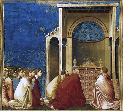  Giotto Di Bondone Scenes from the Life of the Virgin: 4.The Suitors Praying (Cappella Scrovegni (Arena Chapel), Padua) - Hand Painted Oil Painting