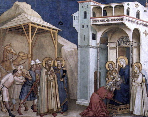  Giotto Di Bondone The Adoration of the Magi (North transept, Lower Church, San Francesco, Assisi) - Hand Painted Oil Painting