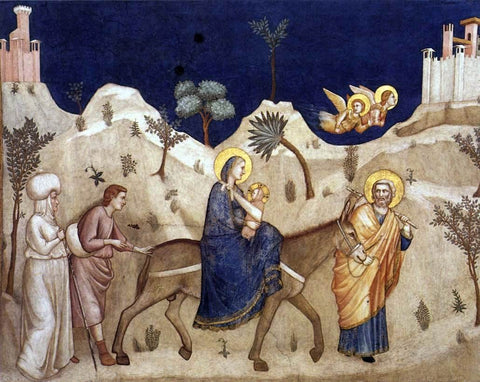  Giotto Di Bondone The Flight into Egypt (North Transept, Lower Church, San Francesco, Assisi) - Hand Painted Oil Painting