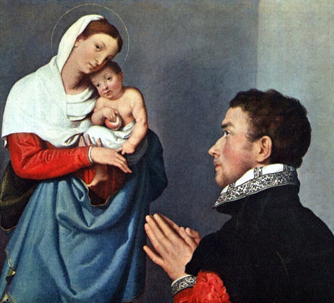  Giovanni Battista Moroni A Gentleman in Adoration before the Madonna - Hand Painted Oil Painting