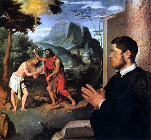  Giovanni Battista Moroni The Baptism of Christ with a Donor - Hand Painted Oil Painting