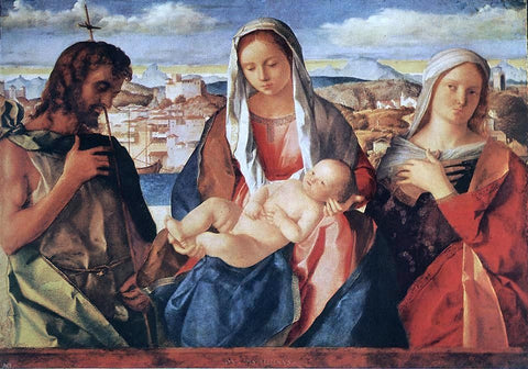  Giovanni Bellini Madonna and Child with St. John the Baptist and a Saint - Hand Painted Oil Painting