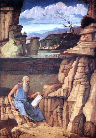  Giovanni Bellini St Jerome Reading in the Countryside - Hand Painted Oil Painting