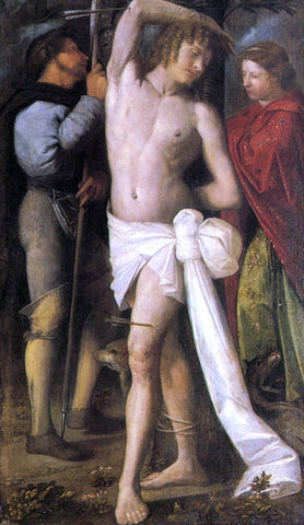  Giovanni Cariani St Sebastian between St Roch and St Margaret - Hand Painted Oil Painting