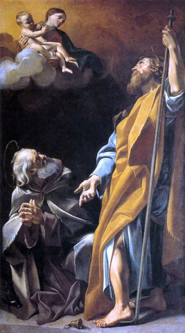  Giovanni Lanfranco Madonna and Child with Sts Anthony Abbot and James the Greater - Hand Painted Oil Painting