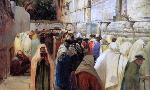  Gustav Bauernfeind Jews at the Wailing Wall - Hand Painted Oil Painting