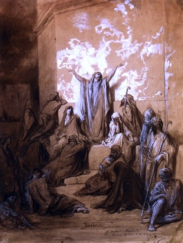  Gustave Dore Jeremiah Preaching to His Followers - Hand Painted Oil Painting