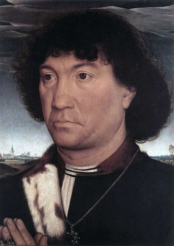  Hans Memling Portrait of a Man at Prayer Before a Landscape - Hand Painted Oil Painting