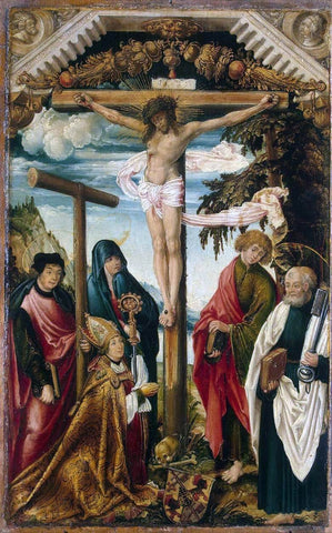  Hans Wertinger Crucifixion with Saints and Donor - Hand Painted Oil Painting