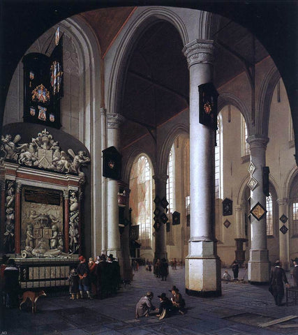  Hendrick Cornelisz Van Vliet Interior of the Oude Kerk, Delft, with the Tomb of Admiral Tromp - Hand Painted Oil Painting