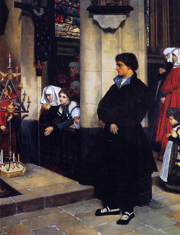  James Tissot During the Service (also known as Martin Luther's Doubts) - Hand Painted Oil Painting