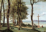  Jean-Baptiste-Camille Corot Honfleur - Calvary on the Cote de Grace - Hand Painted Oil Painting