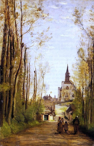  Jean-Baptiste-Camille Corot Marissal, Path to the Front of the Church - Hand Painted Oil Painting