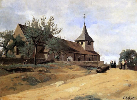  Jean-Baptiste-Camille Corot The Church at Lormes - Hand Painted Oil Painting