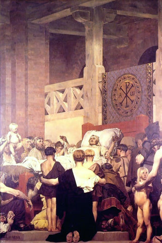  Jean-Paul Laurens Death of Saint Genevieve (center panel) - Hand Painted Oil Painting