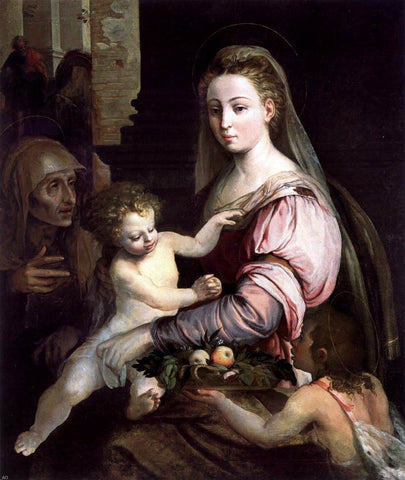  Lambert Sustris Virgin and Child with St Anne and the Infant St John - Hand Painted Oil Painting