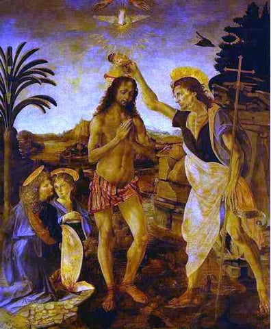  Leonardo Da Vinci The Baptism of Christ - Hand Painted Oil Painting