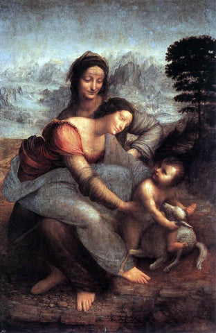  Leonardo Da Vinci The Virgin and Child with St Anne - Hand Painted Oil Painting