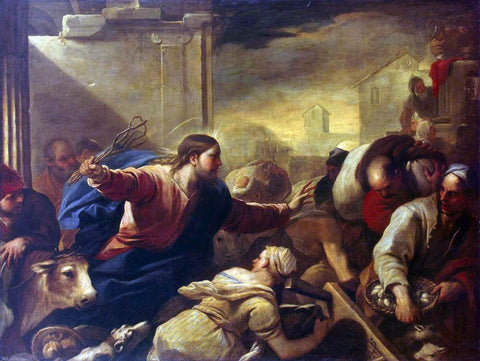  Luca Giordano Expulsion of the Moneychangers from the Temple - Hand Painted Oil Painting