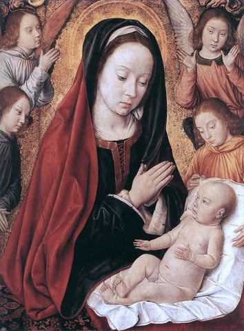  Master of Moulins Madonna and Child Adored by Angels - Hand Painted Oil Painting
