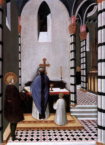  Master the Osservanza St Anthony at Mass Dedicates His Life to God - Hand Painted Oil Painting