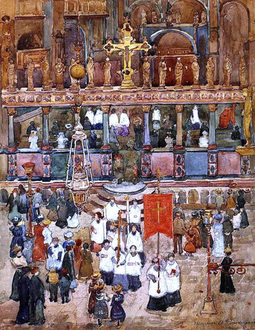 Maurice Prendergast Easter Procession, St. Mark's - Hand Painted Oil Painting