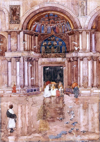  Maurice Prendergast The Porch with the Old Mosaics, St. Marks, Venice - Hand Painted Oil Painting