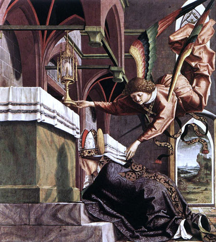  Michael Pacher Altarpiece of the Church Fathers: Vision of St Sigisbert - Hand Painted Oil Painting