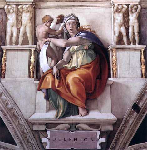  Michelangelo Buonarroti The Delphic Sibyl - Hand Painted Oil Painting