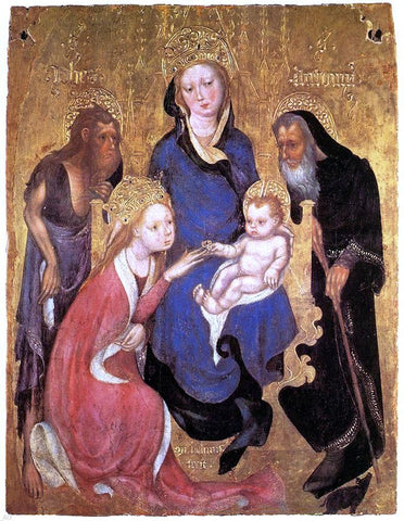  Michelino Da Besozzo The Mystic Marriage of St Catherine, St John the Baptist, St Antony Abbot - Hand Painted Oil Painting