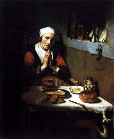  Nicolaes Maes Old Woman Saying Grace - Hand Painted Oil Painting